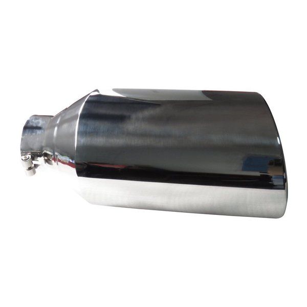 Speedfx 4" Inlet, 8" Outlet, Polished Stainless Steel, Round, Angled Cut, Rolled Edge 415S